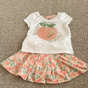 Tommy Bahama Peach Graphic Tee and Skirt Set size 5/6